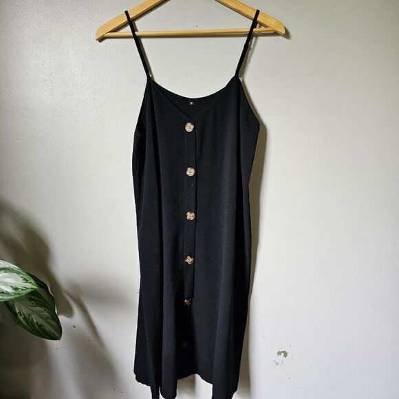 EUC BLACK BUTTON DOWN TANK SHORT DRESS SIZE M - Picture 1 of 9